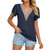 Women Lace V-Neck Short Sleeve Solid Color T-Shirt Top