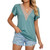 Women Lace V-Neck Short Sleeve Solid Color T-Shirt Top