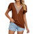 Women Lace V-Neck Short Sleeve Solid Color T-Shirt Top