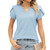 Women V-Neck Button Hollow Loose Short Sleeve T-Shirt Blouse