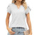 Women V-Neck Button Hollow Loose Short Sleeve T-Shirt Blouse