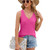 Women Eyelet Tank Tops Solid Color V-Neck Loose Fit Bottoming Vest T-Shirt