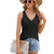 Women Eyelet Tank Tops Solid Color V-Neck Loose Fit Bottoming Vest T-Shirt