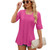 Spring Summer Solid Color Square Neck Splicing Five-Quarter Sleeve T-Shirt Top