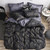 Luxury Bedding Black Marble Pattern Set Sanded Printed Quilt Cover Pillowcase