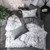 Luxury Bedding Black Marble Pattern Set Sanded Printed Quilt Cover Pillowcase
