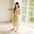 Girls Short-sleeved Forest Style Floral Dress (Color:Yellow Size:160cm)