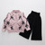Girls Cardigan Sweater + Wide-Legged Pants Set Autumn And Winter Knitting Two-Piece Kit