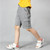 Boys Cotton Casual Overalls Shorts (Color:Iron Grey Size:160cm)