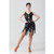 Sling Sequin Deep V Latin Dance Dress Competition Performance Costume