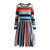 Round Neck Striped Stitching Color Long-sleeved Casual Head A Style Dress