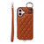 Rhombic Texture Card Bag Phone Case with Short Lanyard