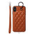 Rhombic Texture Card Bag Phone Case with Short Lanyard