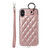 Rhombic Texture Card Bag Phone Case with Short Lanyard