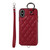 Rhombic Texture Card Bag Phone Case with Short Lanyard