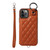 Rhombic Texture Card Bag Phone Case with Short Lanyard