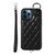 Rhombic Texture Card Bag Phone Case with Short Lanyard