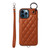 Rhombic Texture Card Bag Phone Case with Short Lanyard