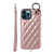 Rhombic Texture Card Bag Phone Case with Short Lanyard