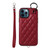 Rhombic Texture Card Bag Phone Case with Short Lanyard