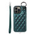 Rhombic Texture Card Bag Phone Case with Short Lanyard