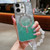 Dual-Love Feather  Gradient Glitter Bracelets Magsafe TPU Phone Case