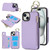 RFlD Anti-theft Double Buckle Ring Zipper Card Phone Case