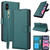 Skin Feel Pure Color Card Slots Leather Phone Case with Dual Lanyard