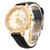 Dial Plated Diamond PU Leather Belt Watch with Leaf Pendant