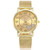 Golden Alloy Mesh Belt Double Heart Watch for Ladies