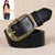 Ladies Plum Blossom Pattern Metal Buckle PU Leather Belt