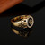 Hip Hop 18K Gold Plated Lion Head Rhinestone Ring for Men, US Size: 7, Inner Diameter: 17mm, Perimeter: 53mm