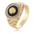 Hip Hop 18K Gold Plated Lion Head Rhinestone Ring for Men, US Size: 9, Inner Diameter: 19mm, Perimeter: 59mm