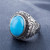 Europe and America Style Retro Gemstone Turquoise Men Titanium Steel Ring, Size: 10, Diameter: 19.9mm, Perimeter: 62.4mm