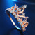 Princess Queen Crown-shaped Rose Gold Plated Zircon Ring, US Size: 10, Diameter: 19.8mm , Perimeter: 62.1mm