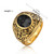 Retro Round Gemstone Carved Soldier Army Military Titanium Steel Ring for Men, US Size: 8, Diameter: 18.2mm, Perimeter: 57mm