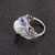 Vintage Silver Hollow Natural Opal Rings Feather Pattern Rings for Women Jewelry