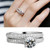 Silver Double Zircon Wedding Rings Set