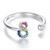 S925 Sterling Silver 26 English Letters Colorful Zircon Women Open Ring