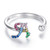 S925 Sterling Silver 26 English Letters Colorful Zircon Women Open Ring
