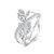 S925 Sterling Silver White Gold Plated Zircon Luxury Leaf Ring