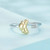 Sterling Silver S925 Electroplated Croissant Two-Tone Open Ring