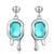 Sterling Silver S925 Synthetic Paraiba Stud White Gold Plated Earrings