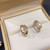 Shell Double Layer Earrings with Diamond Earrings