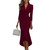 Elegant Solid-color Long-sleeve V-neck Satin Dress