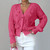 Women's Bow Cropped Cardigan - Long Sleeve V-Neck Button Down Knit Sweater Top