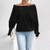 Women's Loose Solid Color Casual Drawstring Off-the-shoulder Off-shoulder Top