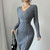 French Waist-tight Mid-length Sheath Inner Wear Base Skinny Knit Dress