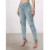 Tear Washed Denim Jeans, Women's Slim Fit Small Foot Design Slim Fit Denim Leggings, Equipped With A Beautiful Waist Belt
