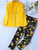 New Women's Fashionable Solid Color Top And Printed Pants Set, Machine Washable, Perfect Choice For Spring And Autumn
